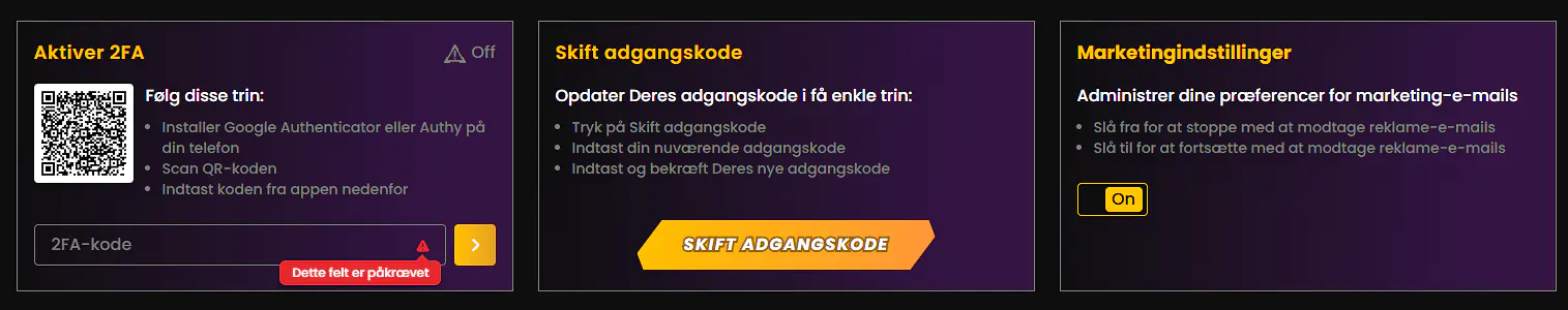 Aktivering af tofaktorgodkendelse på kontoen