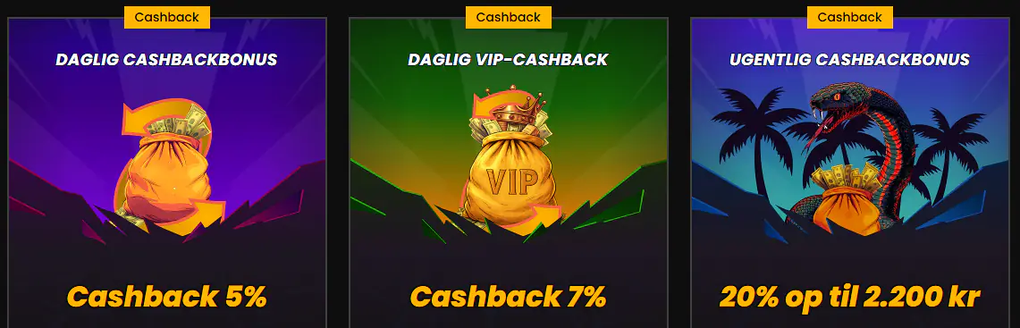 Daglig og ugentlig cashback vist i kontoen
