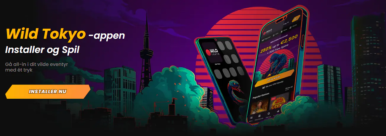 Wild Tokyo Casino som webapp på en telefon